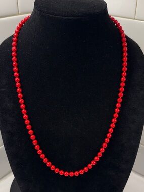 Classic Red Enamel Bead Necklace for Women